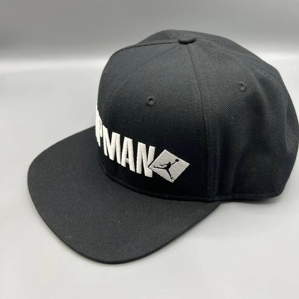 Air Jordan Hat Men Black White Embroidered Logo‎ Jumpman Script Snap Back Cap